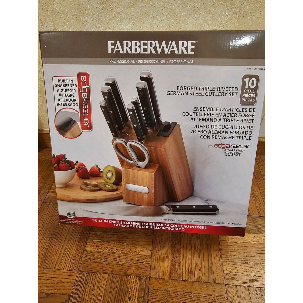 Farberware 10 piece knife set built in sharpener
